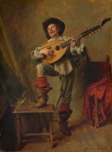 Soldat spielt die Theorbe, 1865 von Jean Louis Ernest Meissonier