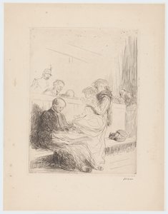 Anwalt mit Kunden vor Gericht von Jean Louis Forain (signed by artist)