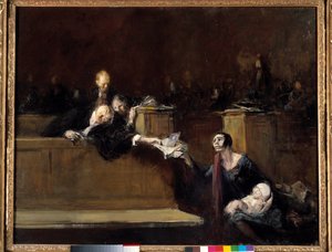Gerichtsszene. Gemälde von Jean Louis Forain (1852-1931) 20. Jahrhundert von Jean Louis Forain