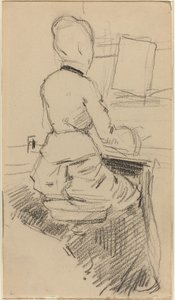 Junge Frau am Klavier sitzend [recto], ca. 1890