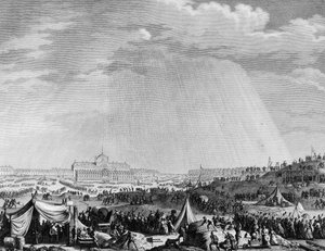 Französische Revolution: Arbeiten auf dem Marsfeld in Paris für das Fest der Föderation am 14. Juli von Jean Louis II (after) Prieur