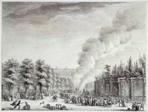 Französische Revolution: „Modell des Papstes brennt im Palais-Royal, 6. April von Jean Louis the Younger Prieur