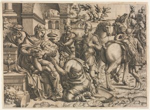 Die Anbetung der Könige, ca. 1545 von Jean Mignon