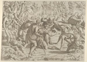 Der verräterische Sinon wird von den Hirten ins Lager des Trajan gebracht, 1535-1555