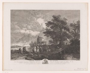 Jagdgesellschaft in einer Landschaft mit Brücke (Serientitel)