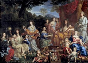 König Ludwig XIV. und seine Familie verkleidet als mythologische Figuren