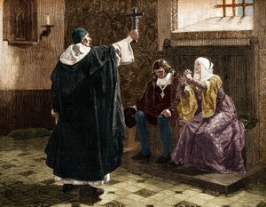 Der große spanische Inquisitor, Fray Tomás de Torquemada (1420-1498), unter den katholischen Königen Ferdinand II. und Isabella I. von Kastilien. von Jean Paul (after) Laurens