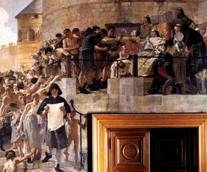 Ludwig VI. von Frankreich gewährt den Bürgern von Paris ihre erste Charta, 12. Jahrhundert, ca. 1858-1921