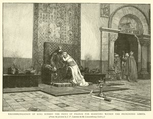 Exkommunikation von König Robert dem Frommen von Frankreich wegen Heirat innerhalb der verbotenen Grenzen von Jean Paul Laurens
