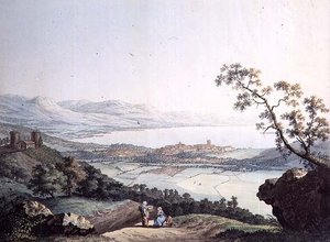 Blick auf Genf von Saconex in Savoyen, graviert von Jean Philippe Linck II (1770-1812) und Jacob Philippe Hackert (1737-1807) von Jean Philippe II (after) Linck