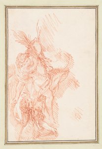 Figur mit Wedeln und Putto