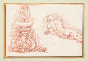 Brunnen und nackte männliche Figur