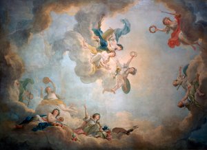 Decke von Marie Antoinettes Spielzimmer, Schloss Fontainebleau, ca. 1763-1811 von Jean Simon Berthelemy
