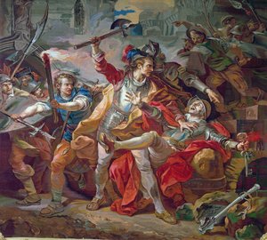 Der Mord an Etienne Marcel (ca. 1316-58), Entwurf für einen Gobelins-Teppich, 1783