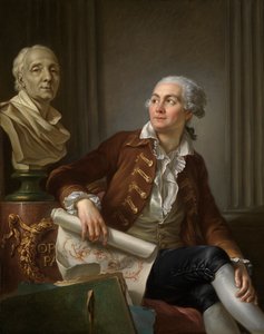 Porträt eines Mannes mit Büste von Denis Diderot von Jean Simon Berthelemy