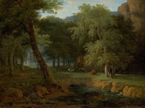 Waldszene mit Nymphen und einem Herm, ca. 1810