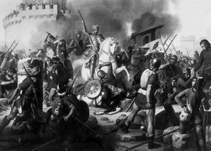 Graf Eudes (Odon) (860 - 898) verteidigt Paris gegen die Normannen im Jahr 886, Gemälde von Jean Victor Schnetz (1787-1870) von Jean Victor Schnetz