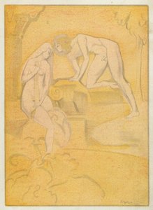 Die Liebesbücher von Ovid: Solche Küsse wie Phoebus Diana gibt (Farblithografie) von Jean de Bosschere
