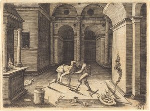 Zwei Lehrlinge kämpfen von Jean de Gourmont I