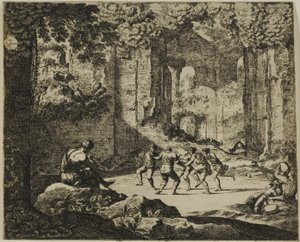 Tanz der Hirten in antiken Ruinen