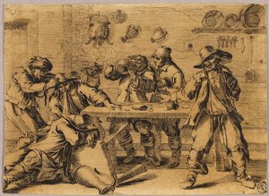 Wirtshausszene mit zechenden Männern von Jean le Pautre