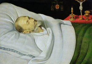 Antoine de Henin, Bischof von Ypern, auf seinem Sterbebett