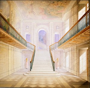 Entwurf für eine Treppe in der Painted Hall, Chatsworth von Jeffry Wyatville