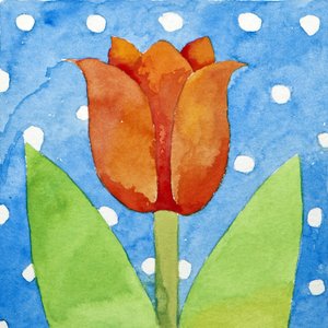 Tulpe mit blau-weißem Hintergrund