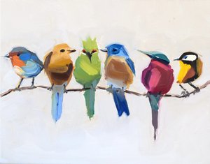 Vögel auf einem Ast von Jenny Westenhofer