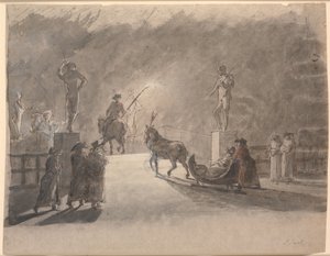 Eine Schlittenfahrt im Fackelschein über die Holmens Brücke von Jens Juel