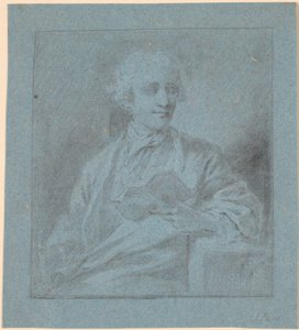 Studie zu einem Porträt eines sitzenden jungen Mannes mit einem Stück Papier in der Hand. Halbfigur en face von Jens Juel