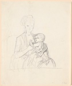Entwurf für das Porträt der Gräfin Sophie Magdalene Raben, geborene von Qualen, mit ihrem ältesten Sohn, geboren 1784 von Jens Juel