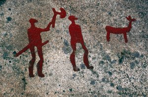 Hinterhalt, Felsgravur aus der Bronzezeit, Tanum, Västra Götaland, Schweden von Jerker Norlander