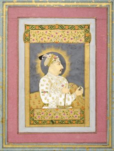 Porträt von Muhammad Shah, der einen Smaragd und das Mundstück einer Huqqa hält, ca. 1730 von Jharokha Nidha Mal