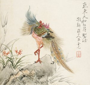 Ein Phönix steht auf einem Felsen, 1857