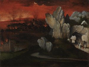 Landschaft mit der Zerstörung von Sodom und Gomorra, ca. 1520