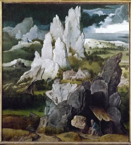 St. Hieronymus in einer felsigen Landschaft