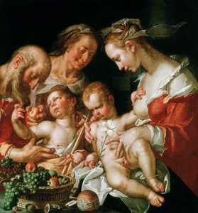 Die Heilige Familie mit Johannes dem Täufer, ca. 1600 von Joachim Wtewael or Utewael