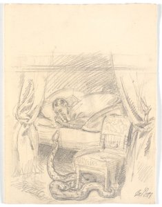Eine große Schlange ist auf dem Weg ins Bett zu einem Mädchen von Joakim Frederik Skovgaard