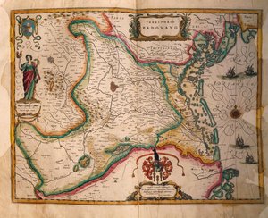 Karte des Paduaner Gebiets aus Theatrum civitatum et admirandorum Italiae, von Joan Blaeu, Kupferstich