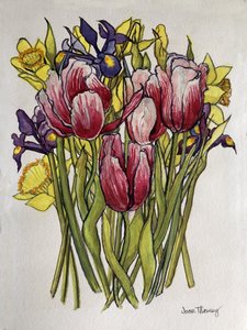 Tulpen, Narzissen und Iris