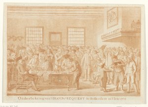 Unterzeichnung des Brandwein-Antrags in Rotterdam, 1785 von Joannes Hulstkamp (attributed to)