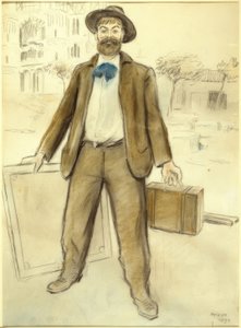 Porträt von Joaquim Mir und die Sagrada Familia von Joaquim Mir i Trinxet