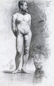 Akademischer männlicher Akt mit einer griechischen Urne, 1883