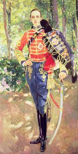 Porträt von König Alfons XIII. (1886-1941) in der Uniform der Husaren