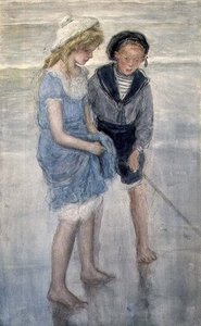 Kinder planschen in Scheveningen von Johan Antonio de Jonge