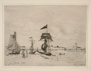 Jetée en Bois im Hafen von Honfleur von Johan Barthold Jongkind
