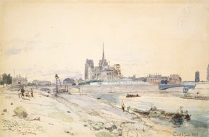 Notre Dame von Paris vom Quai de la Tournelle aus gesehen