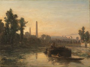 Flussansicht in Frankreich, möglicherweise in der Nähe von Pontoise von Johan Barthold Jongkind