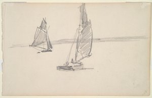 Zwei Fischerboote auf ruhigem Wasser (recto); Zwei Segelboote auf ruhigem Wasser (verso)